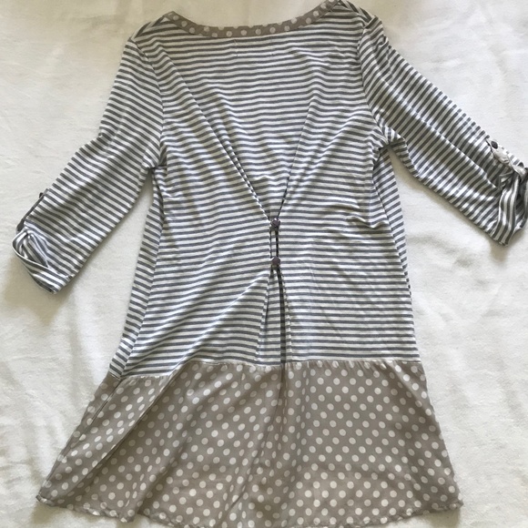Comme Toi Stripe and Polka Dot 3/4 T-Shirt - Picture 2 of 3